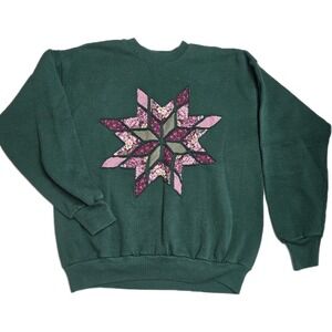 Vintage 90s LEE Sweatshirt Womens Large Custom Quilt Design‎